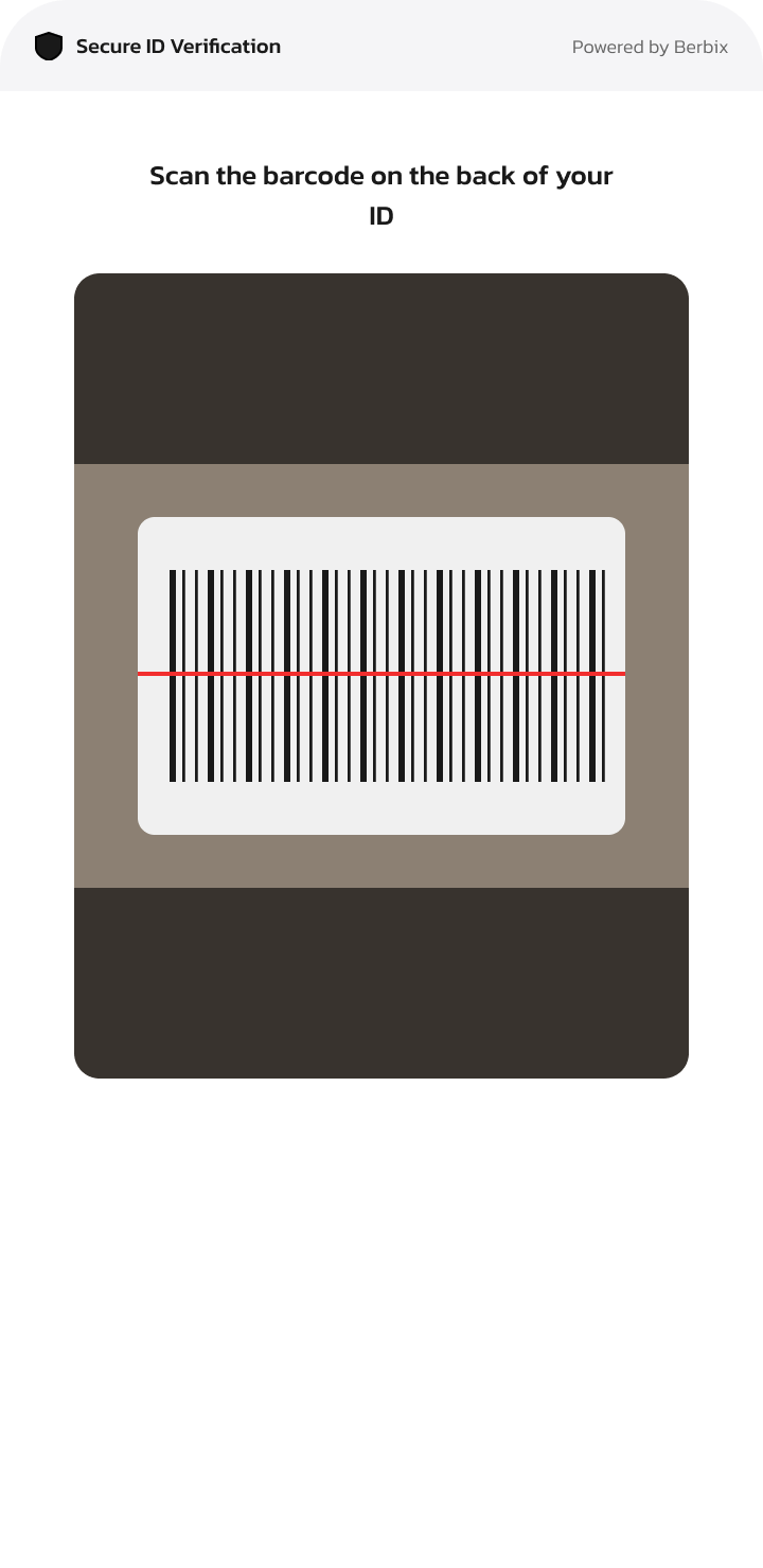 Berbix scan barcode camera